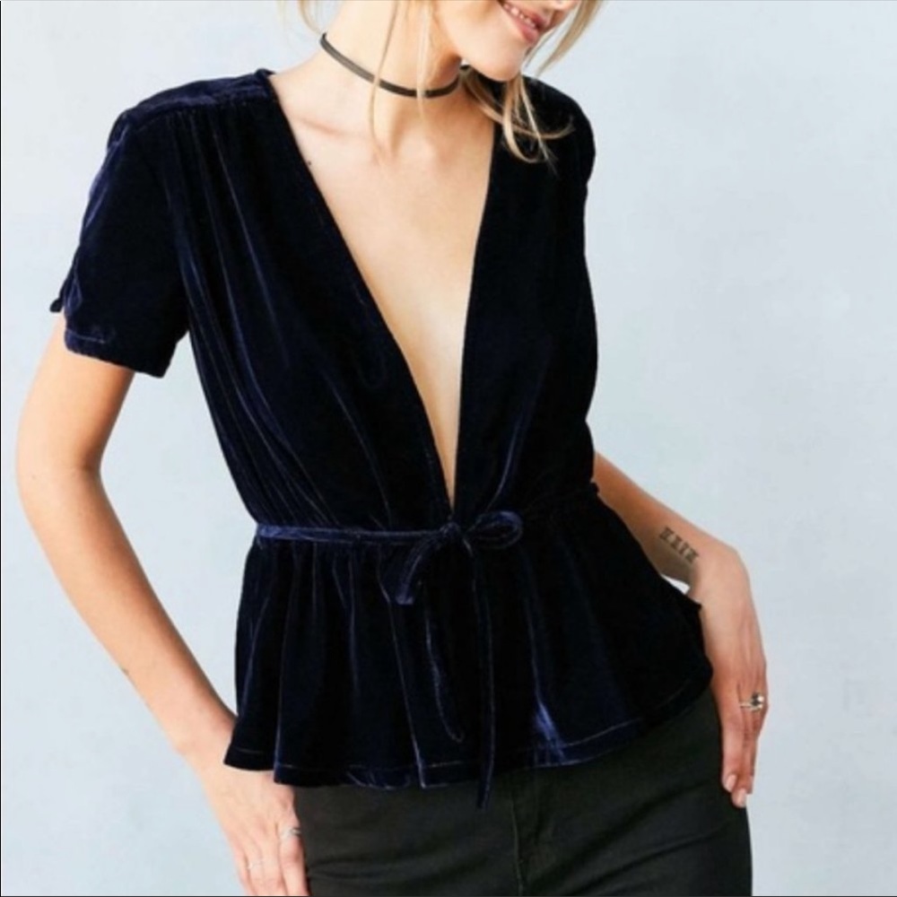 UO Velvet Plunging Top